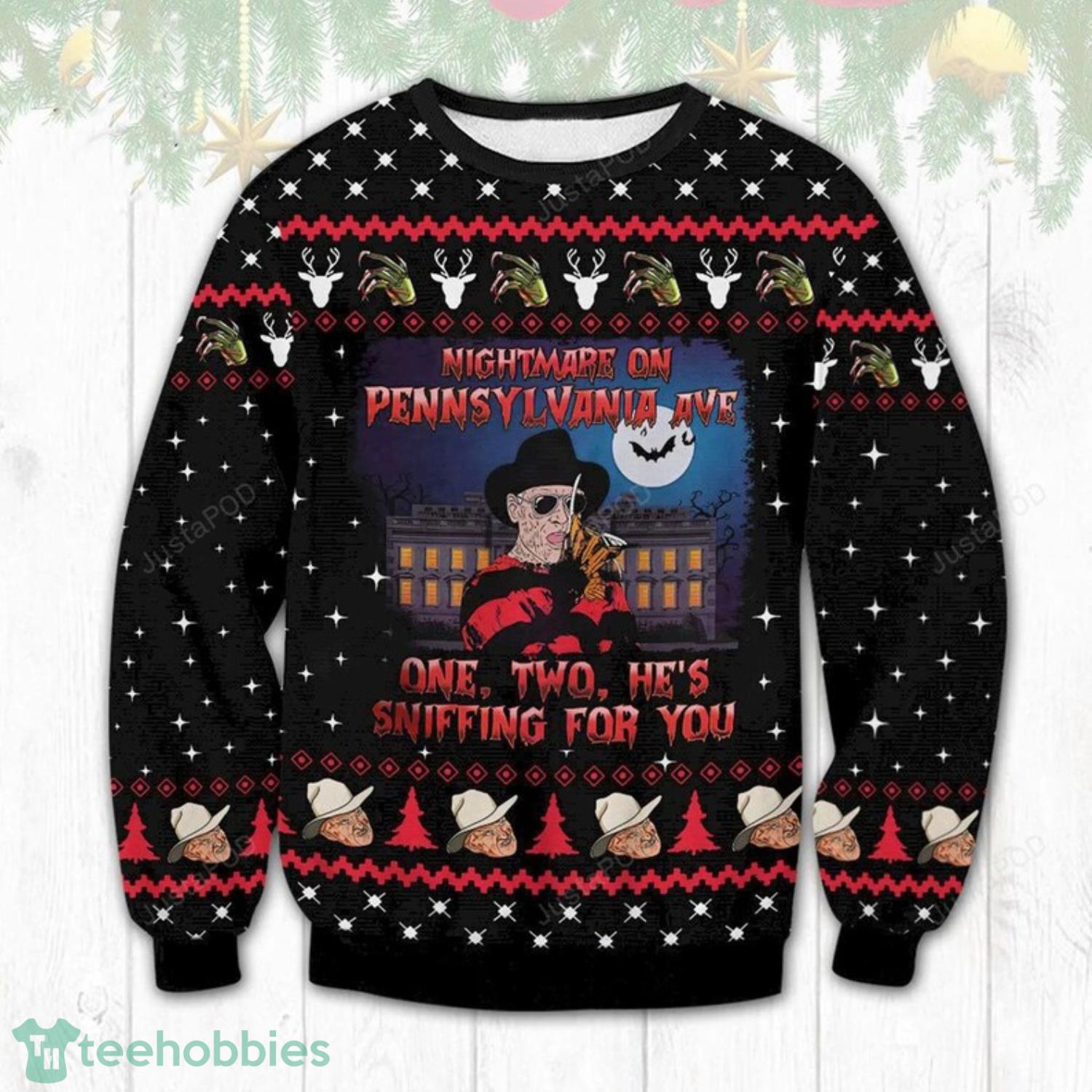 Halloween Nightmare Freddy Krueger Ugly Sweater Horror Movie Ugly Christmas Sweater Product Photo 1