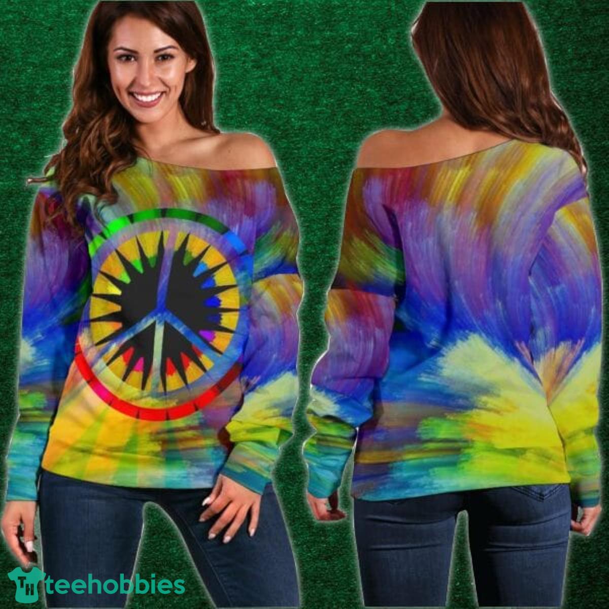 Hippie Colorful Shoulder Sweater Impressive Gift Product Photo 1 Hippie Colorful Shoulder Sweater Impressive Gift Product Photo 1