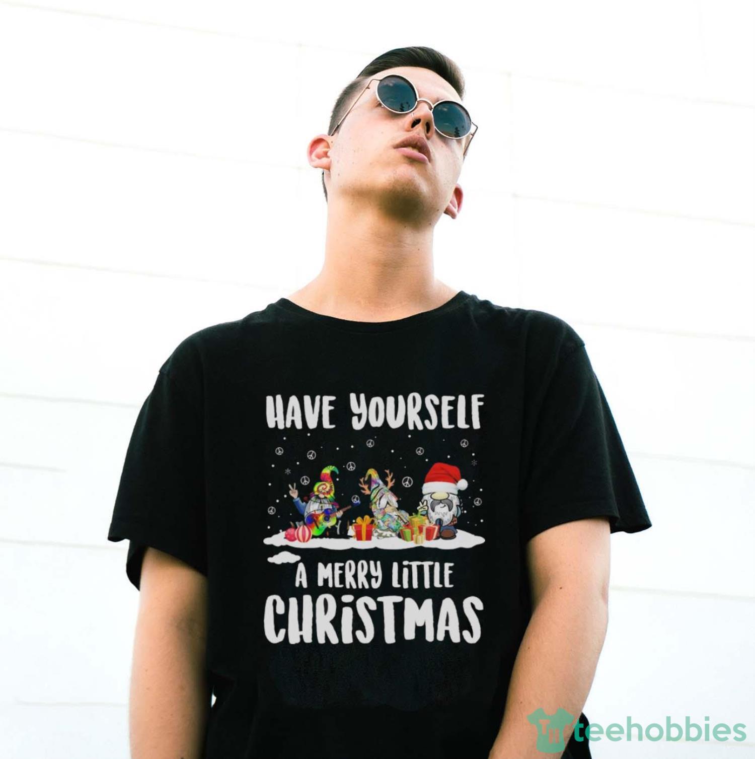 Hippie Gnome Peace Have Yourself A Merry Little Christmas Sweatshirt image Hippie Gnome Peace Have Yourself A Merry Little Christmas Sweatshirt - G500 Gildan T-Shirt