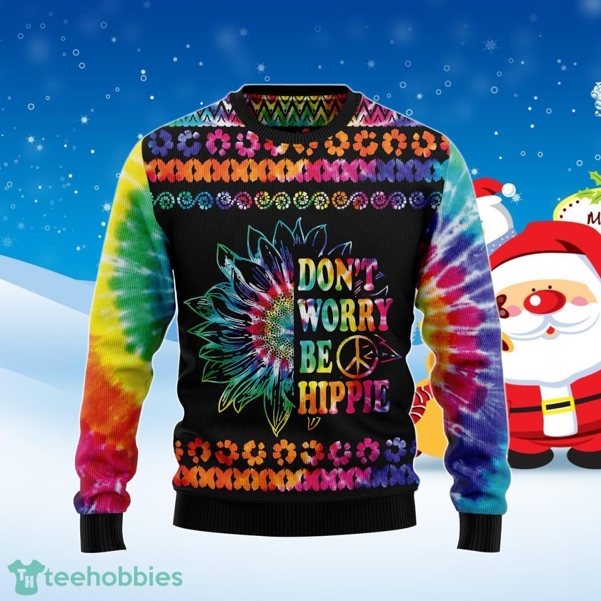 Hippie Tie Dye Color Ugly Christmas Sweater Best Gift For Men And Women Product Photo 1