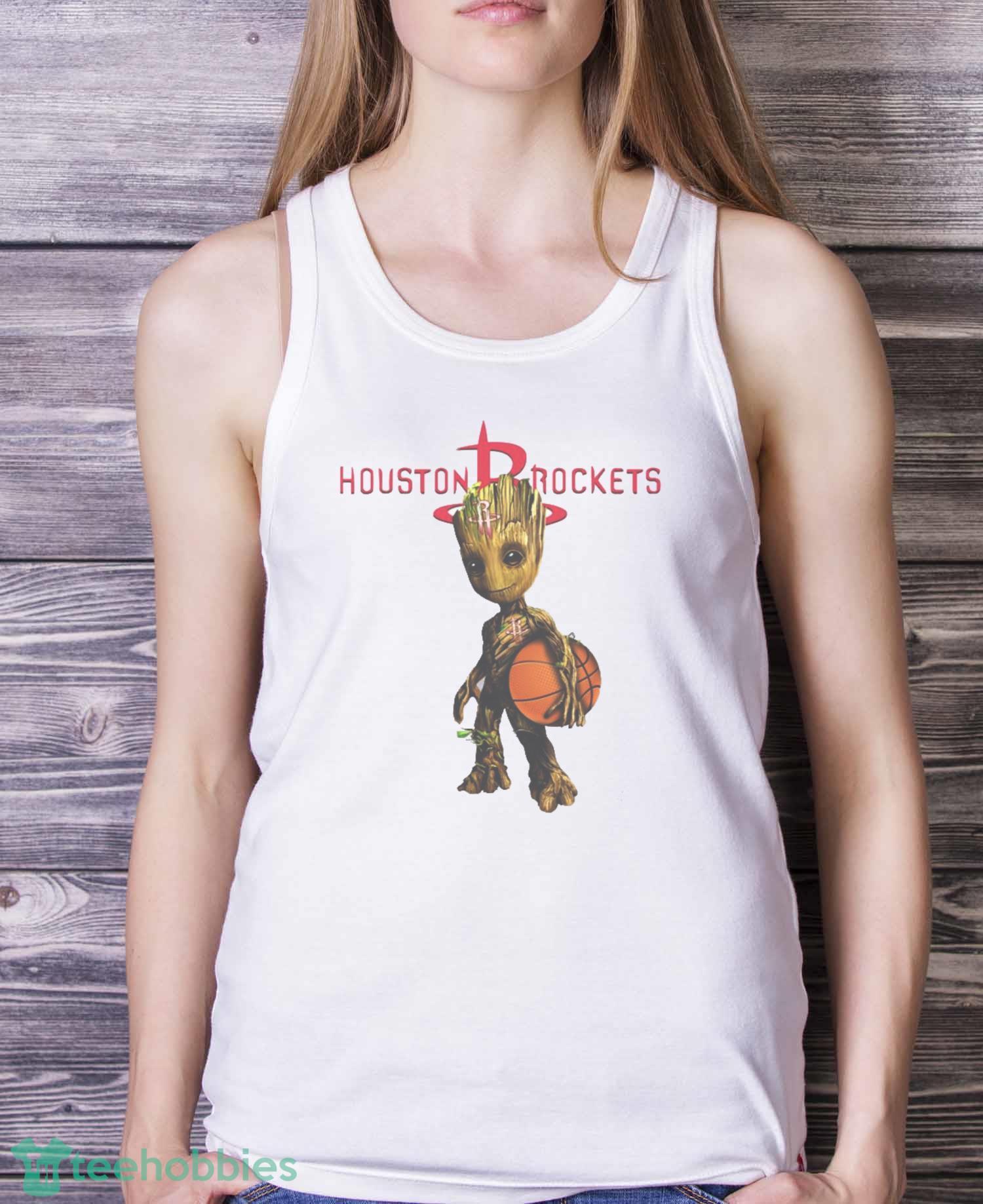 Houston Rockets NBA Basketball Groot Marvel Guardians Of The Galaxy T Shirt - White Ladies Tank Top