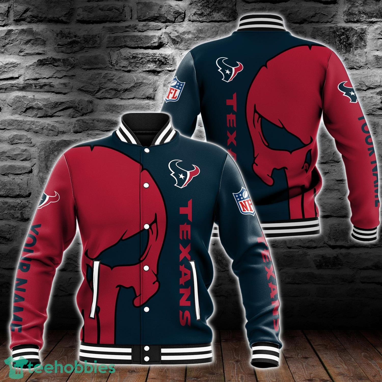 Houston Texans Skull Baseball Jacket For Fans 3D All Over Printed Product Photo 1