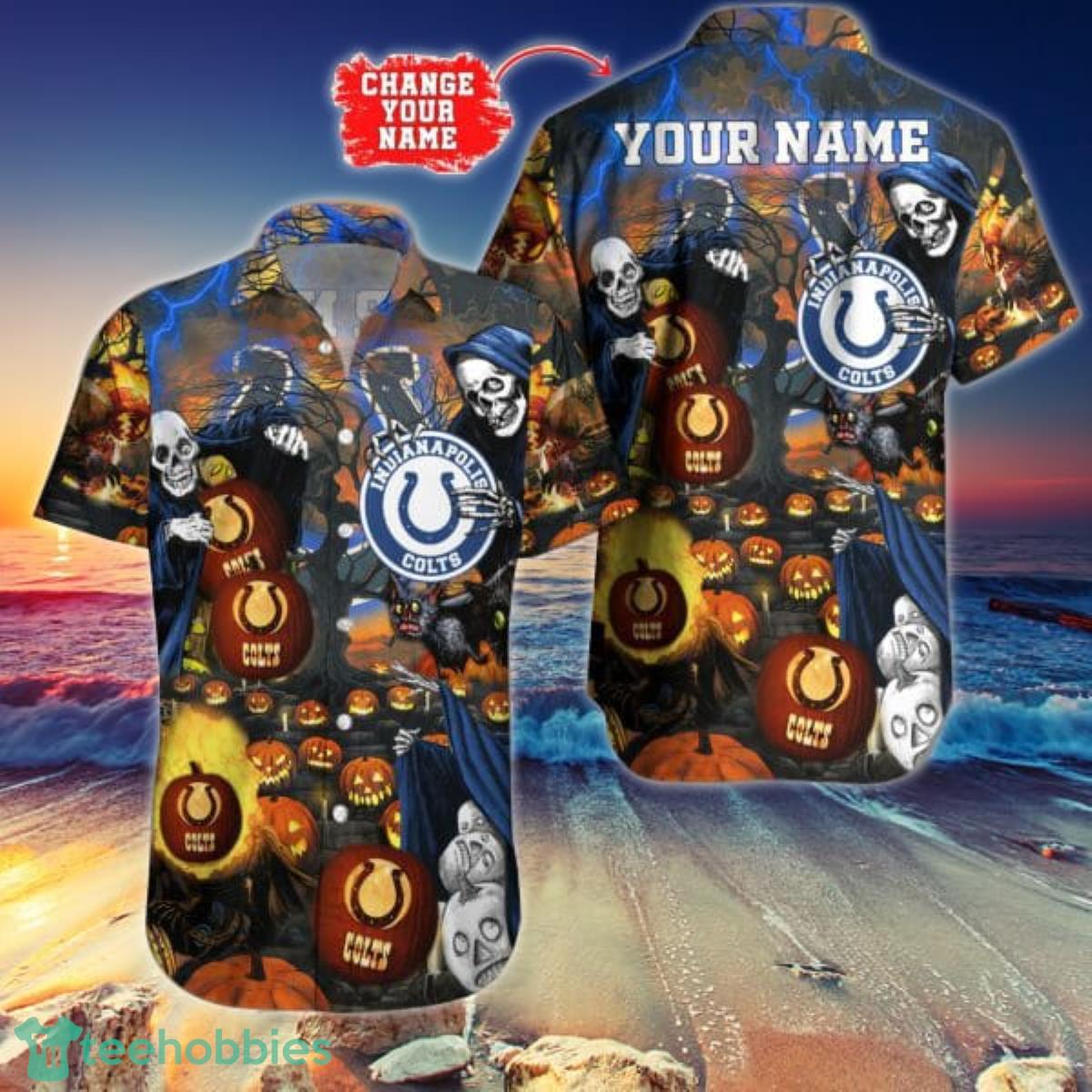 Indianapolis Colts NFL Hawaiian Shirt Custom Name Halloween Hot Trending 2023 Product Photo 1