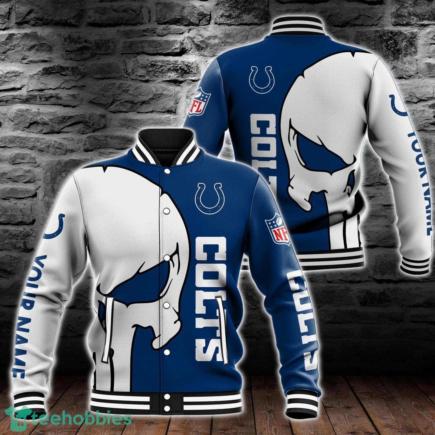 Indianapolis Colts Skull Baseball Jacket For Fans 3D All Over Printed Product Photo 1