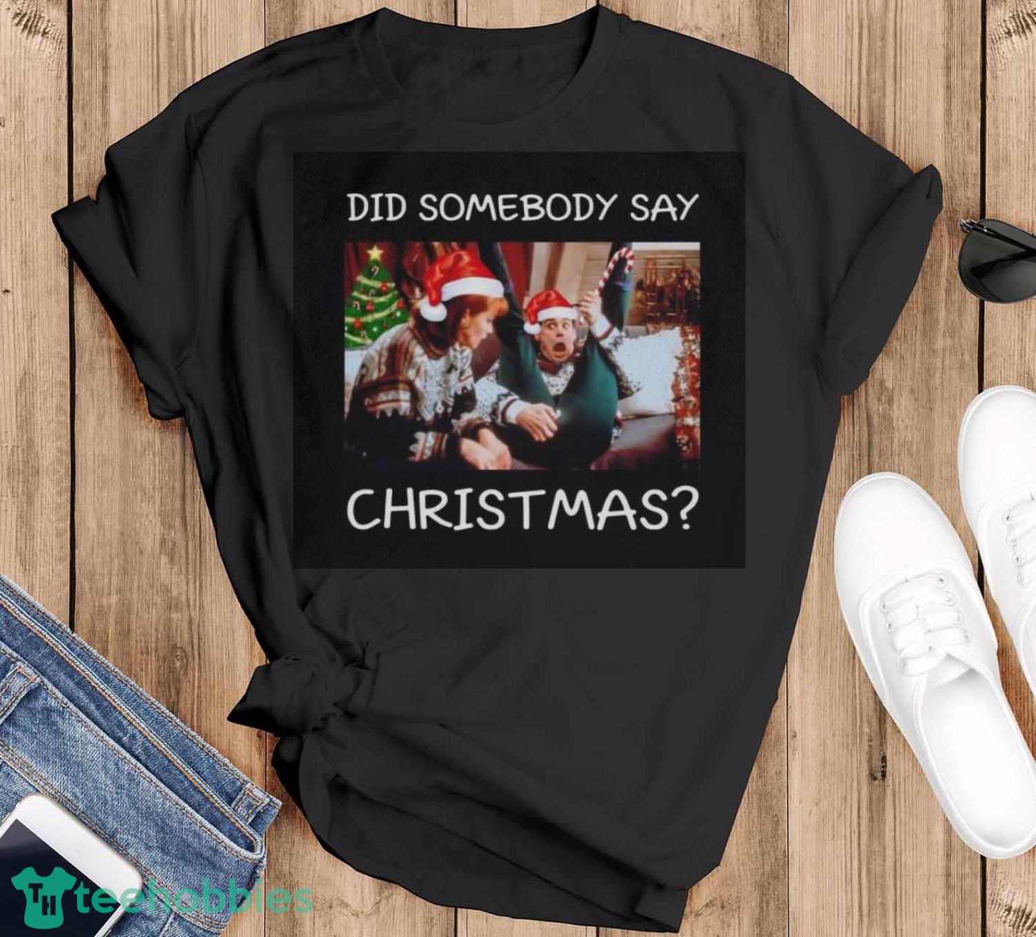 Jim Carrey Dumb Did Somebody Say Christmas shirt - Black T-Shirt
