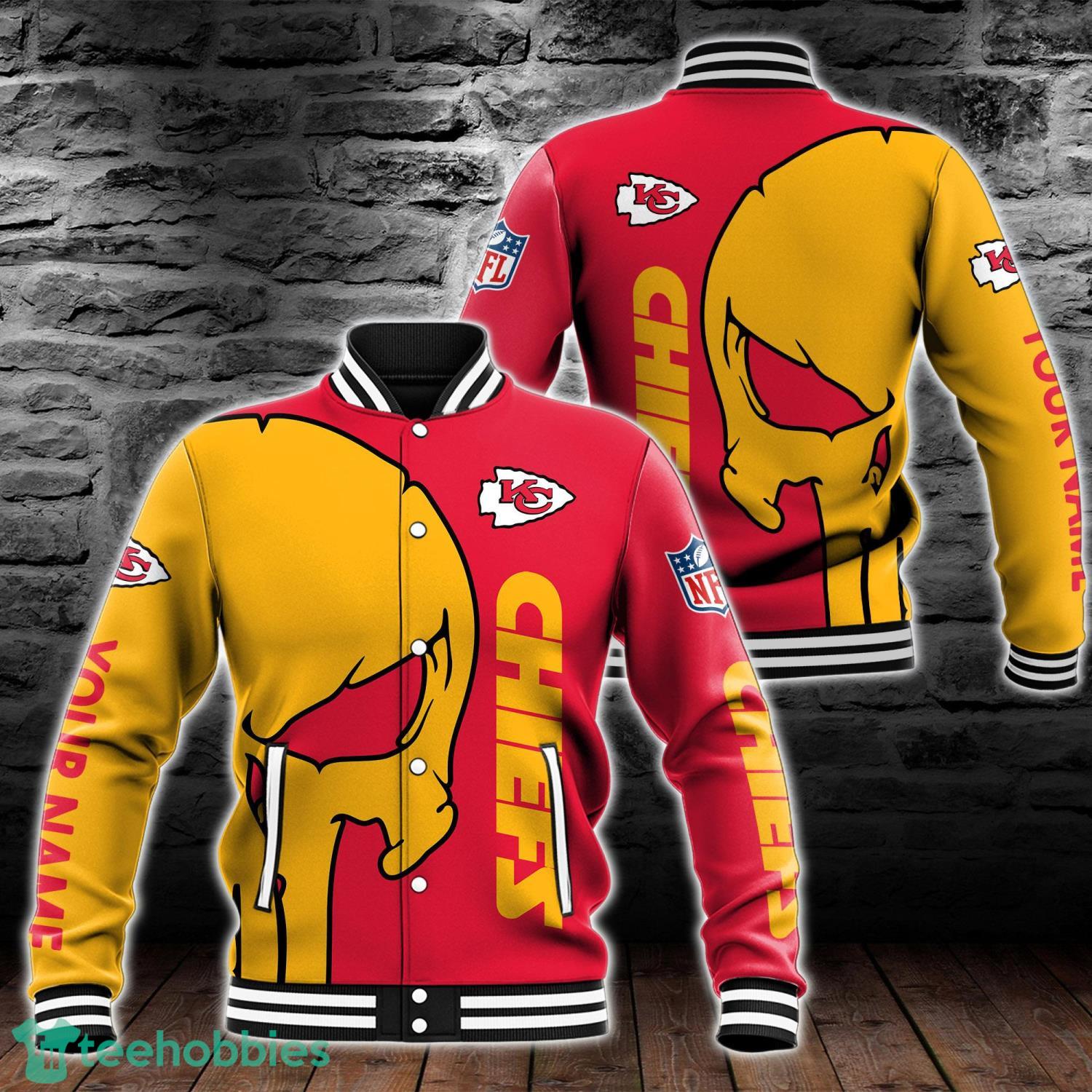 Kansas City Chiefs Skull Baseball Jacket For Fans 3D All Over Printed Product Photo 1