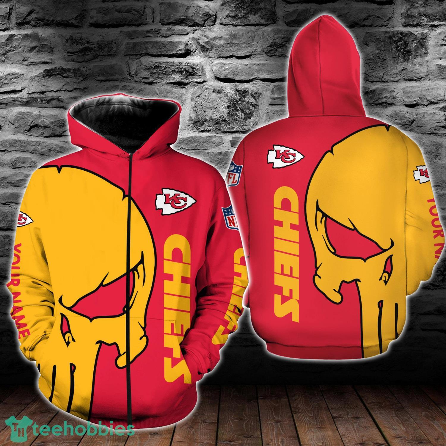 Kansas City Chiefs Skull Pattern All Over Printed 3D T-Shirt Sweatshirt Hoodie Zip Hoodie Product Photo 2