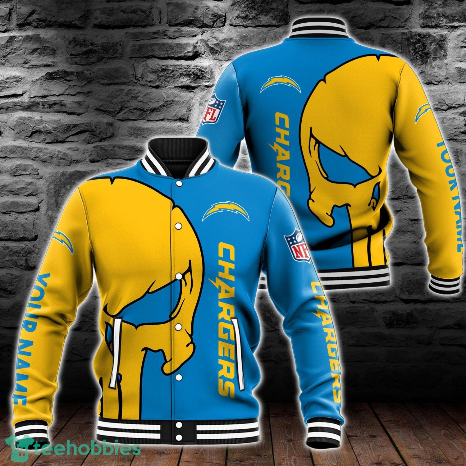 Los Angeles Chargers Skull Baseball Jacket For Fans 3D All Over Printed Product Photo 1