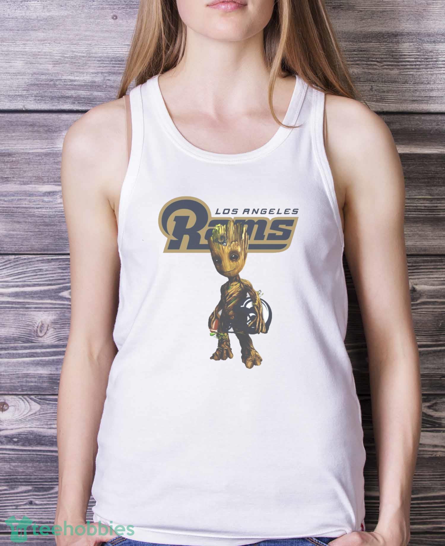 Los Angeles Rams NFL Football Groot Marvel Guardians Of The Galaxy T Shirt - White Ladies Tank Top