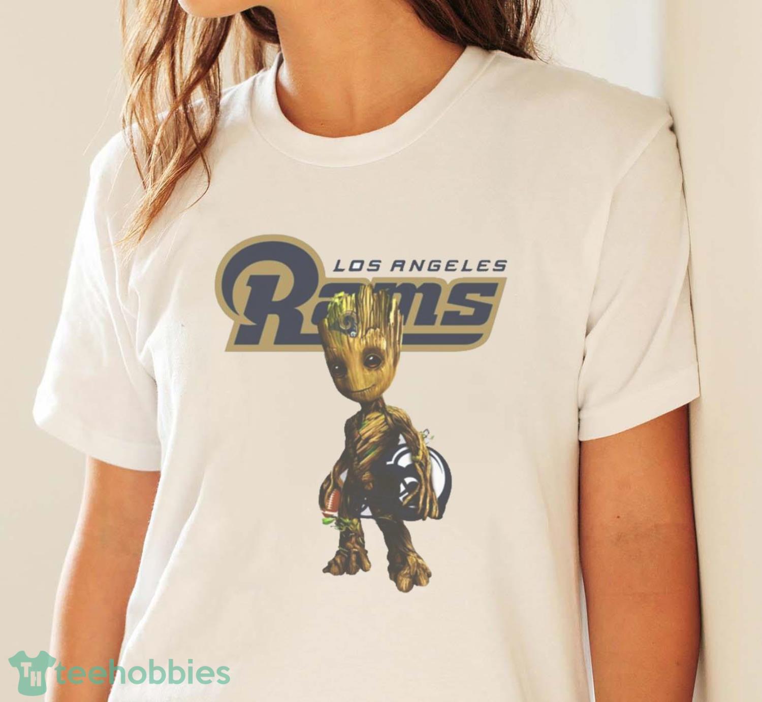 Los Angeles Rams NFL Football Groot Marvel Guardians Of The Galaxy T Shirt - White Ladies T-Shirt
