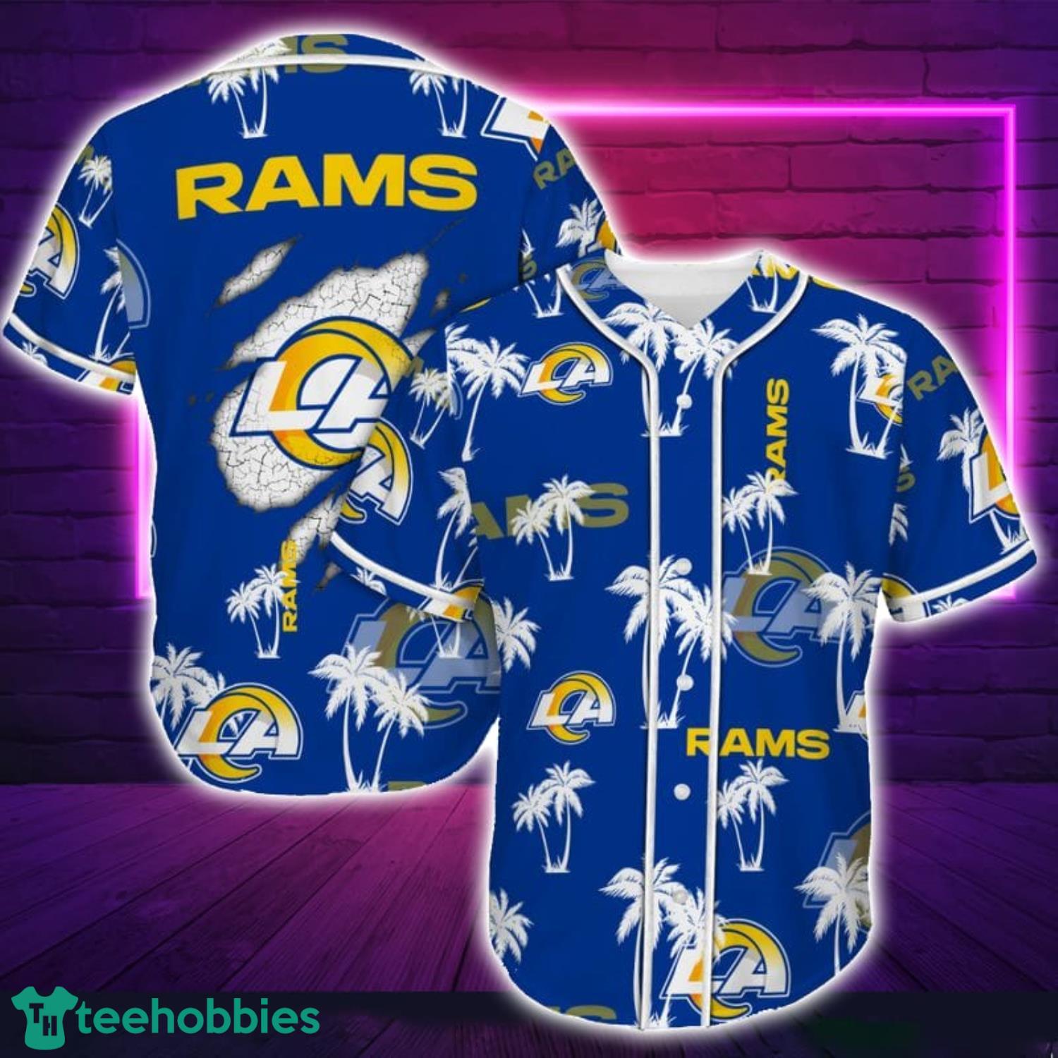 Los Angeles Rams Palm Tree Pattern Baseball Jersey Shirt For Fans