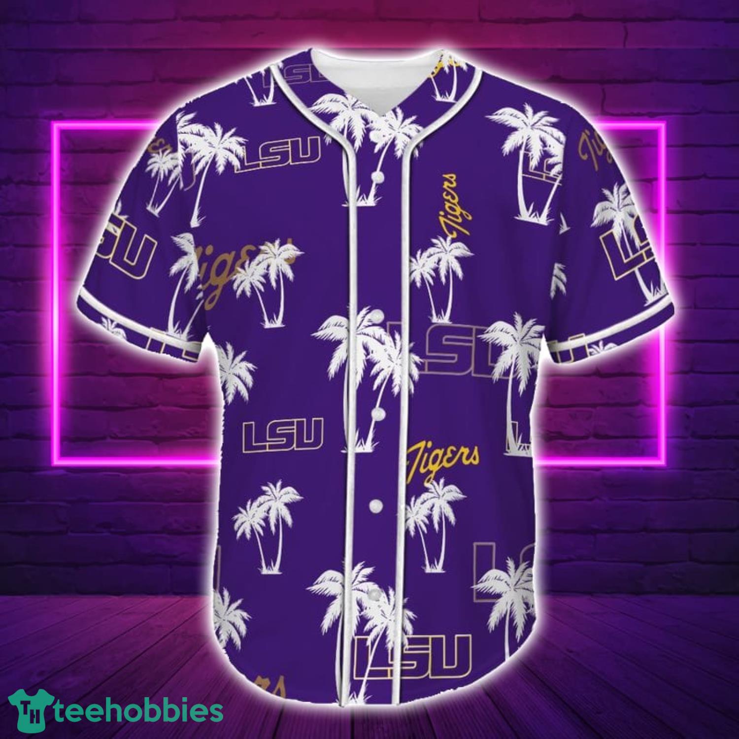 LSU Tigers Palm Tree Pattern 3D Baseball Jersey Shirt Sport Fans
