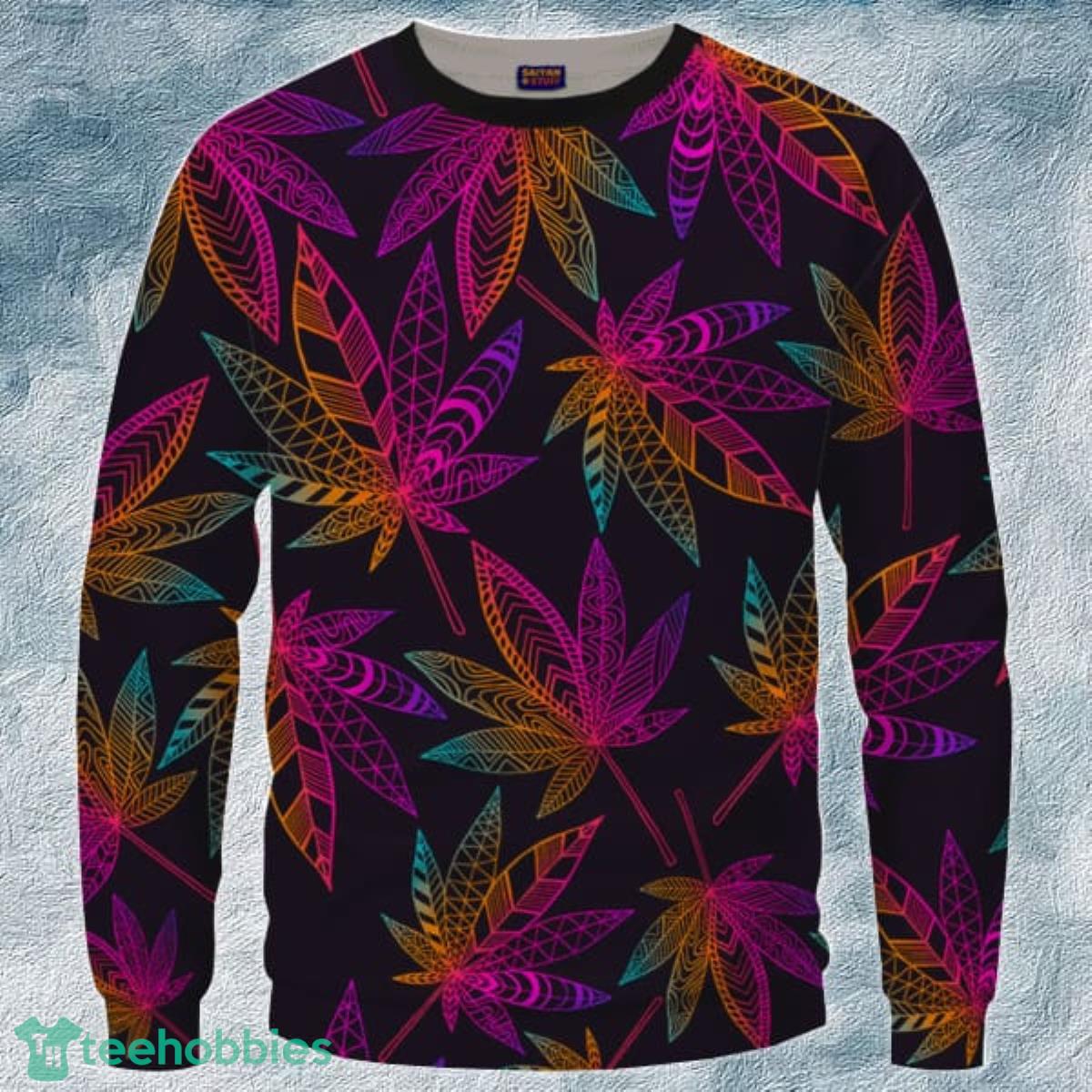 Marijuana Leaf Trippy Colors All Over Print Cool 3D Sweater Product Photo 1