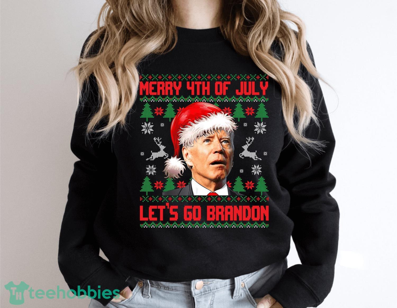 Merry 4th Of July Let's Go Brandon Ugly Christmas Shirt Product Photo 1