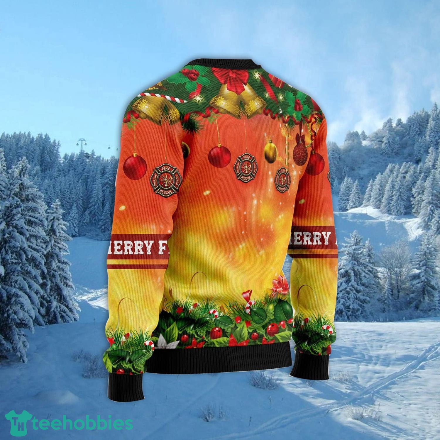 Merry Fire Mas Firefighter Ugly Christmas Sweater Family Noel Gift Product Photo 2