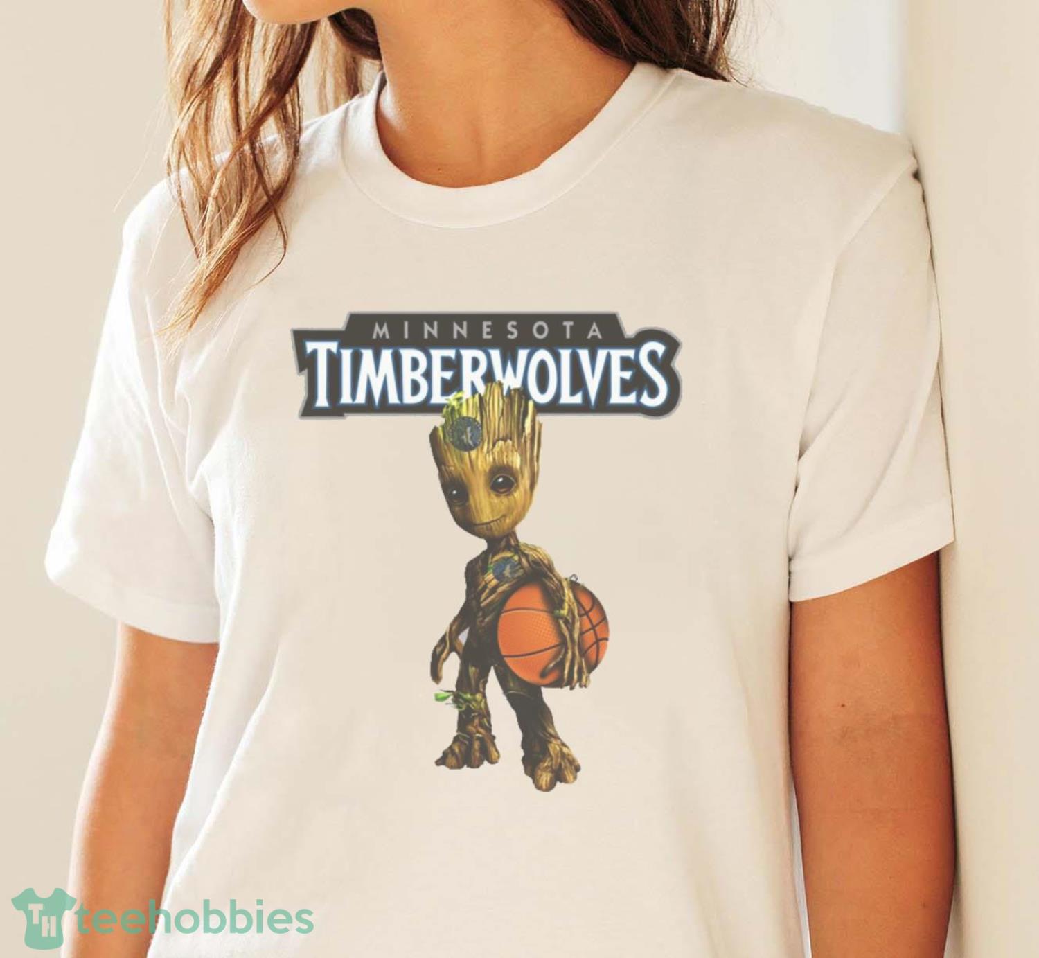 Minnesota Timberwolves NBA Basketball Groot Marvel Guardians Of The Galaxy T Shirt - White Ladies T-Shirt
