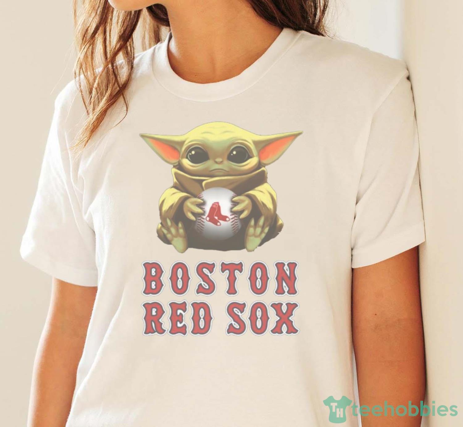 MLB Baseball Boston Red Sox Star Wars Baby Yoda Shirt T Shirt - White Ladies T-Shirt