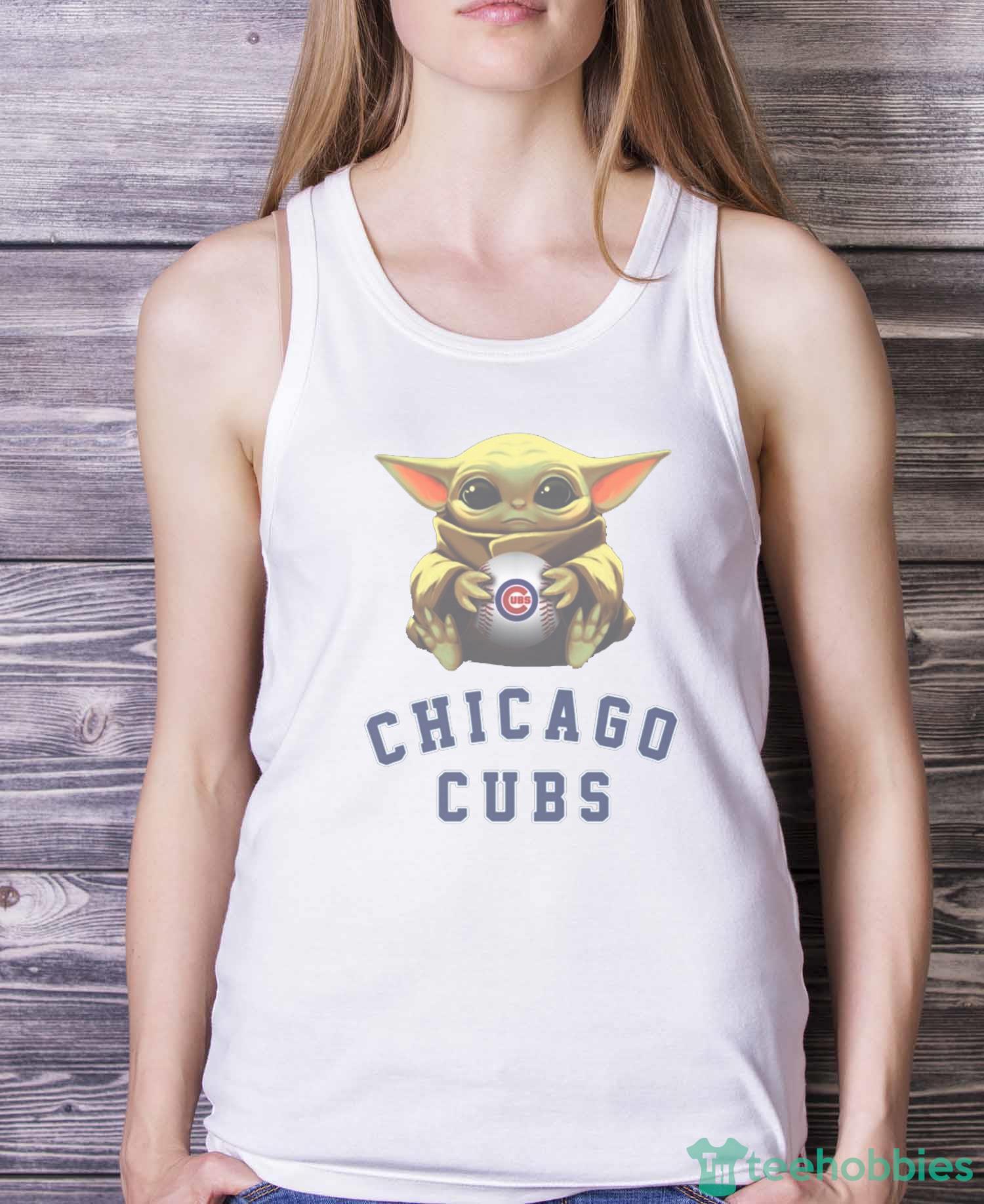 MLB Baseball Chicago Cubs Star Wars Baby Yoda Shirt T Shirt - White Ladies Tank Top
