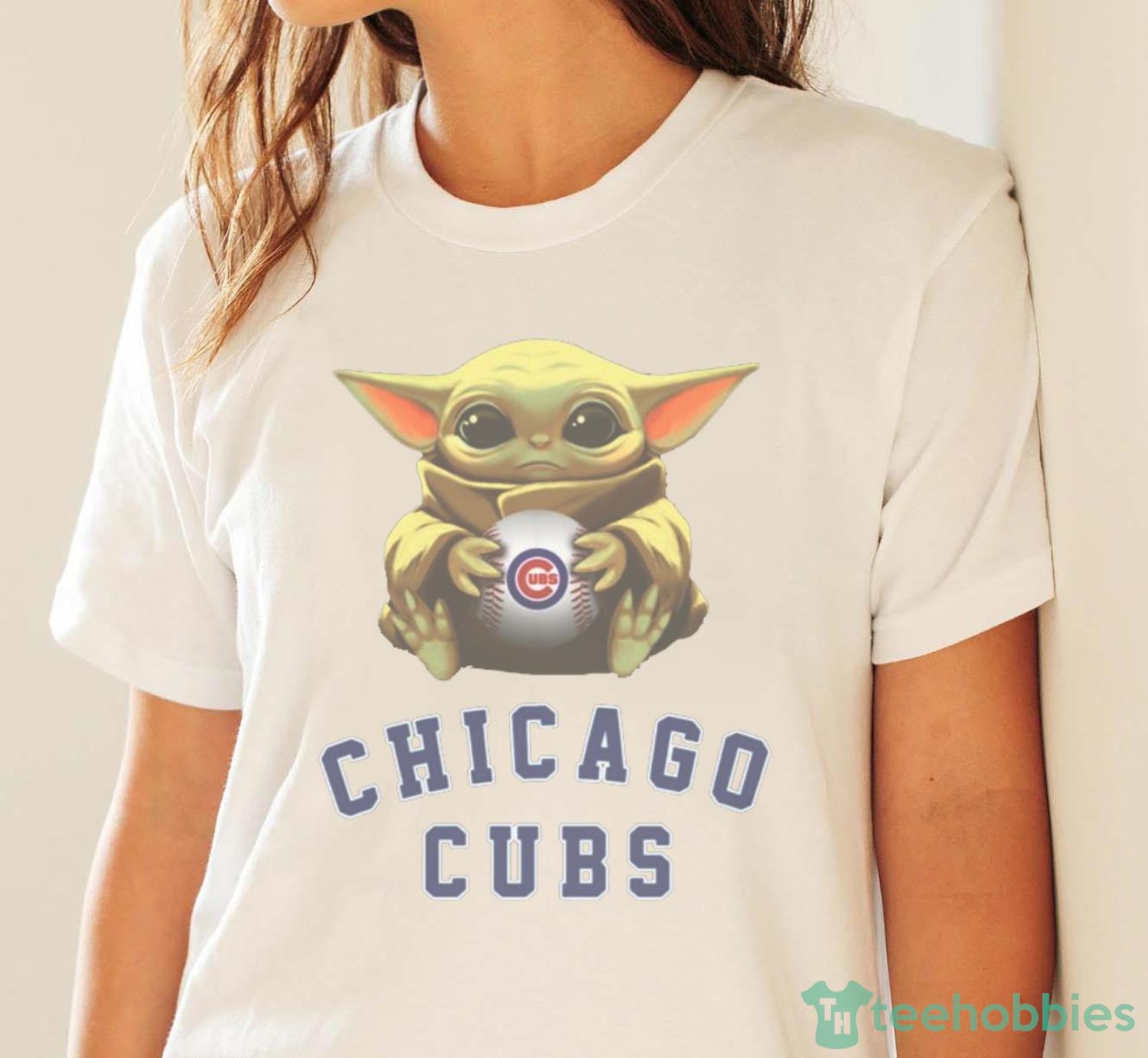 MLB Baseball Chicago Cubs Star Wars Baby Yoda Shirt T Shirt - White Ladies T-Shirt