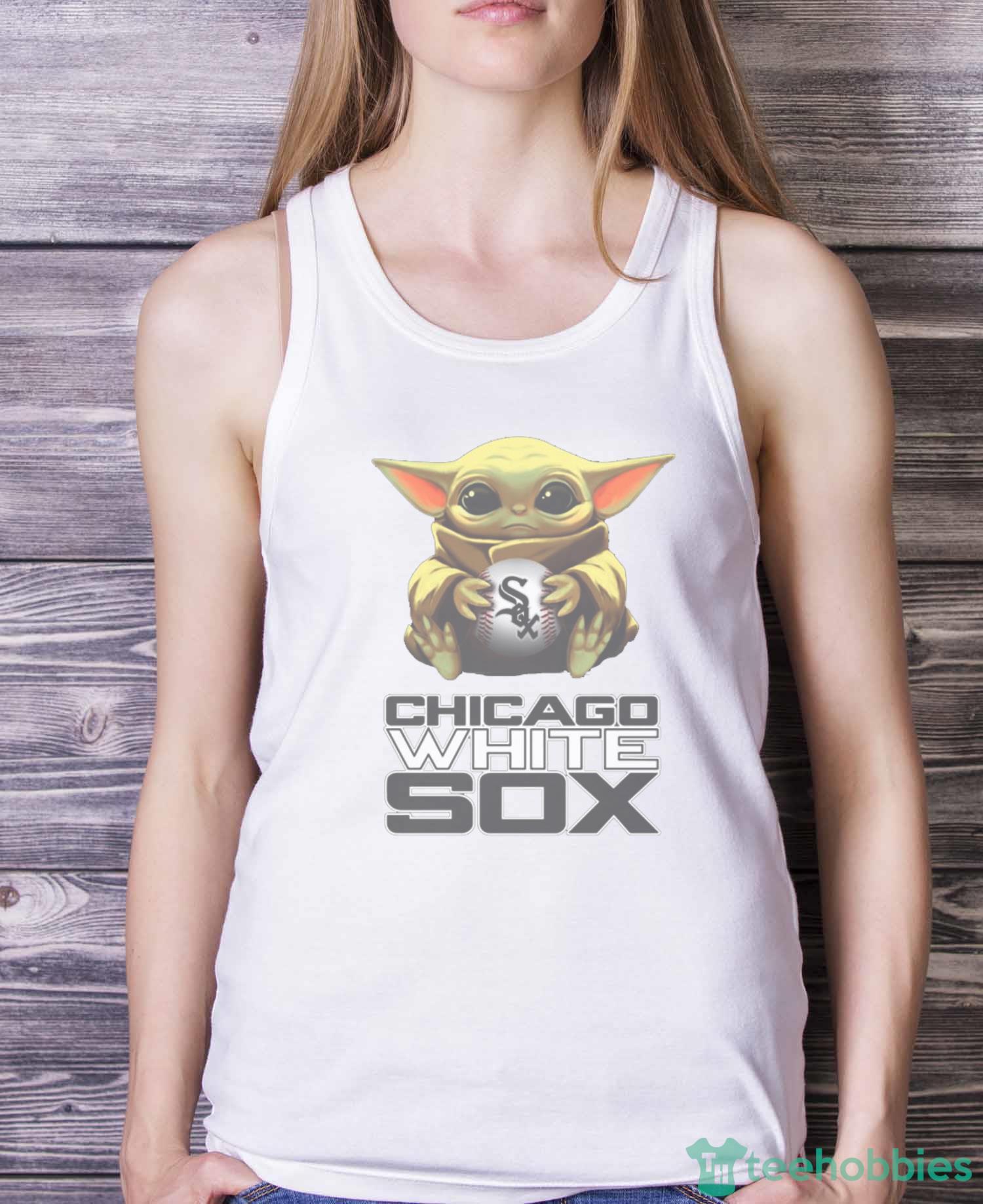 MLB Baseball Chicago White Sox Star Wars Baby Yoda Shirt T Shirt - White Ladies Tank Top