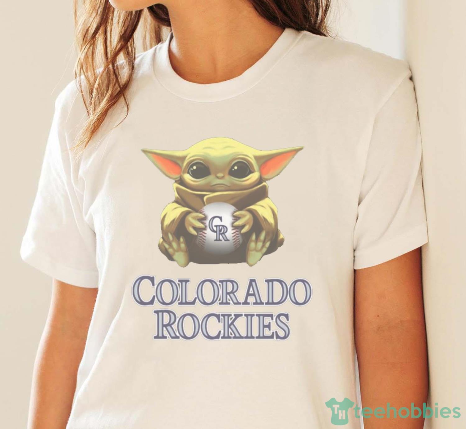 MLB Baseball Colorado Rockies Star Wars Baby Yoda Shirt T Shirt - White Ladies T-Shirt