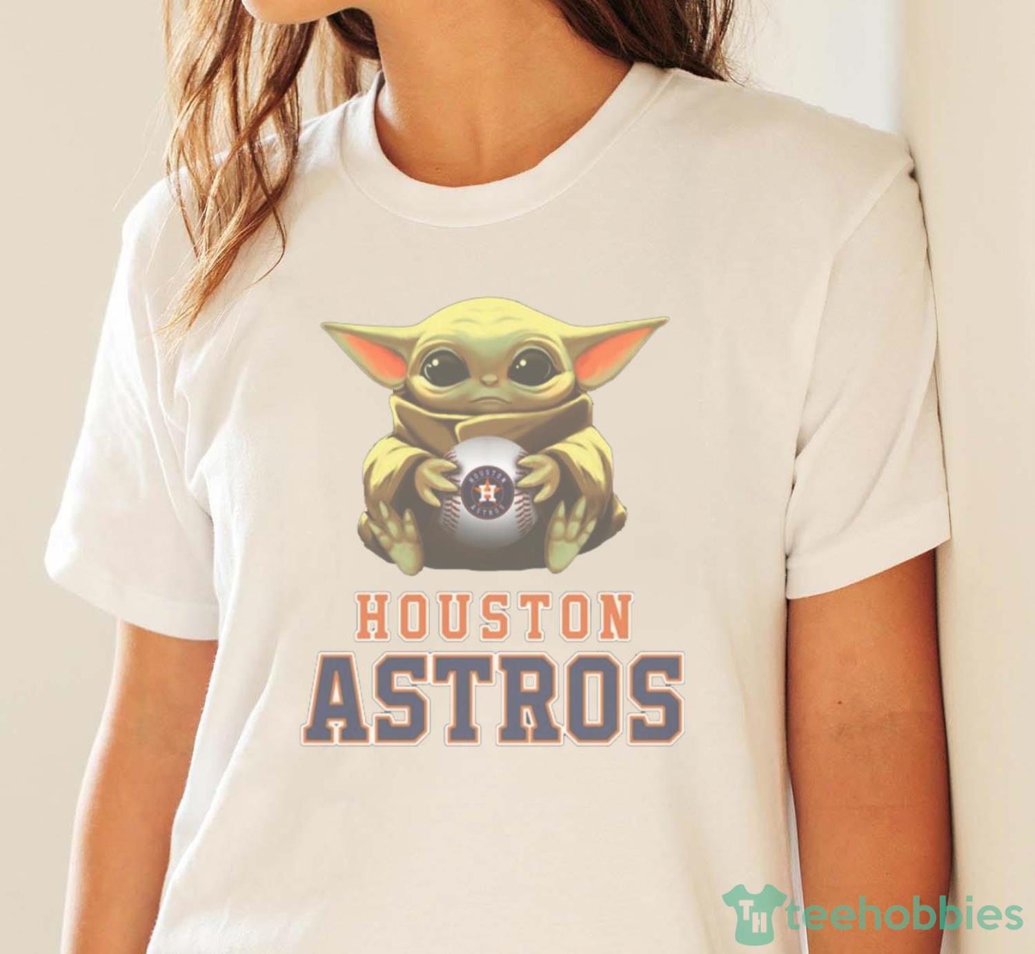 MLB Baseball Houston Astros Star Wars Baby Yoda Shirt T Shirt - White Ladies T-Shirt
