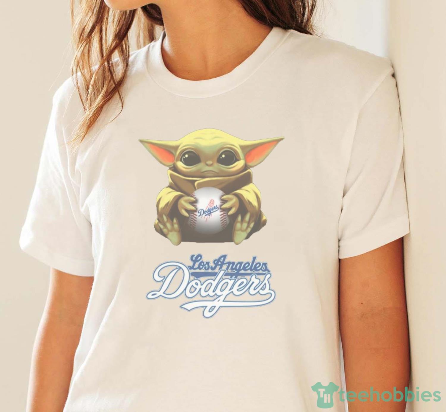 MLB Baseball Los Angeles Dodgers Star Wars Baby Yoda Shirt T Shirt - White Ladies T-Shirt