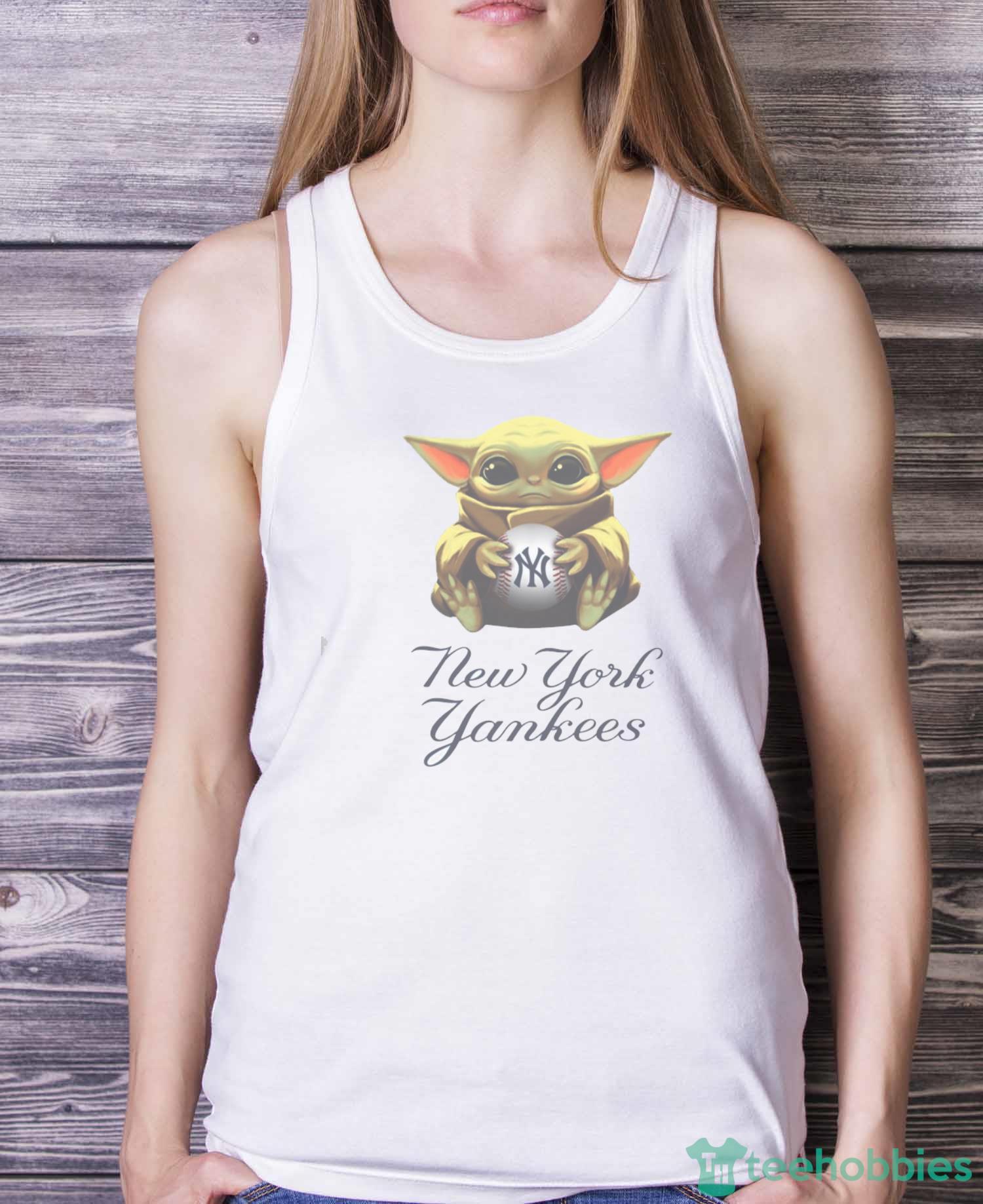 MLB Baseball New York Yankees Star Wars Baby Yoda Shirt T Shirt - White Ladies Tank Top