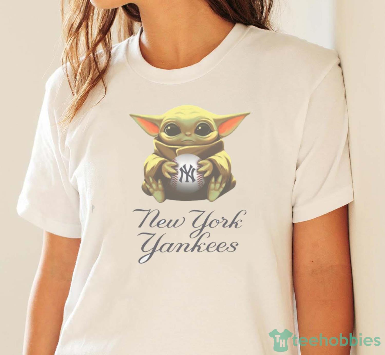 MLB Baseball New York Yankees Star Wars Baby Yoda Shirt T Shirt - White Ladies T-Shirt