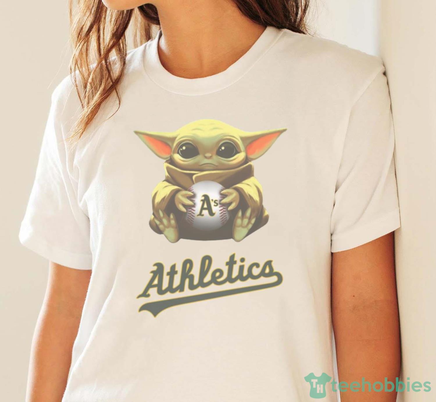 MLB Baseball Oakland Athletics Star Wars Baby Yoda Shirt T Shirt - White Ladies T-Shirt