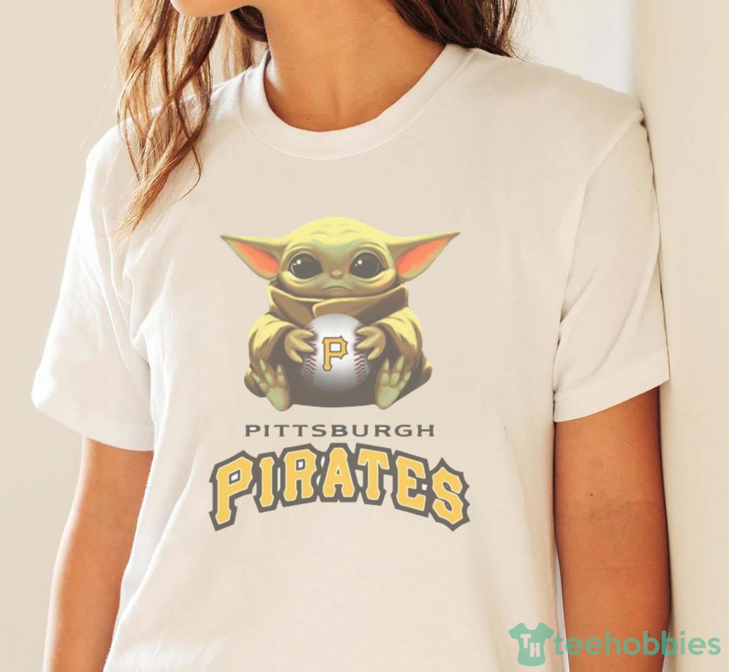 MLB Baseball Pittsburgh Pirates Star Wars Baby Yoda Shirt T Shirt - White Ladies T-Shirt