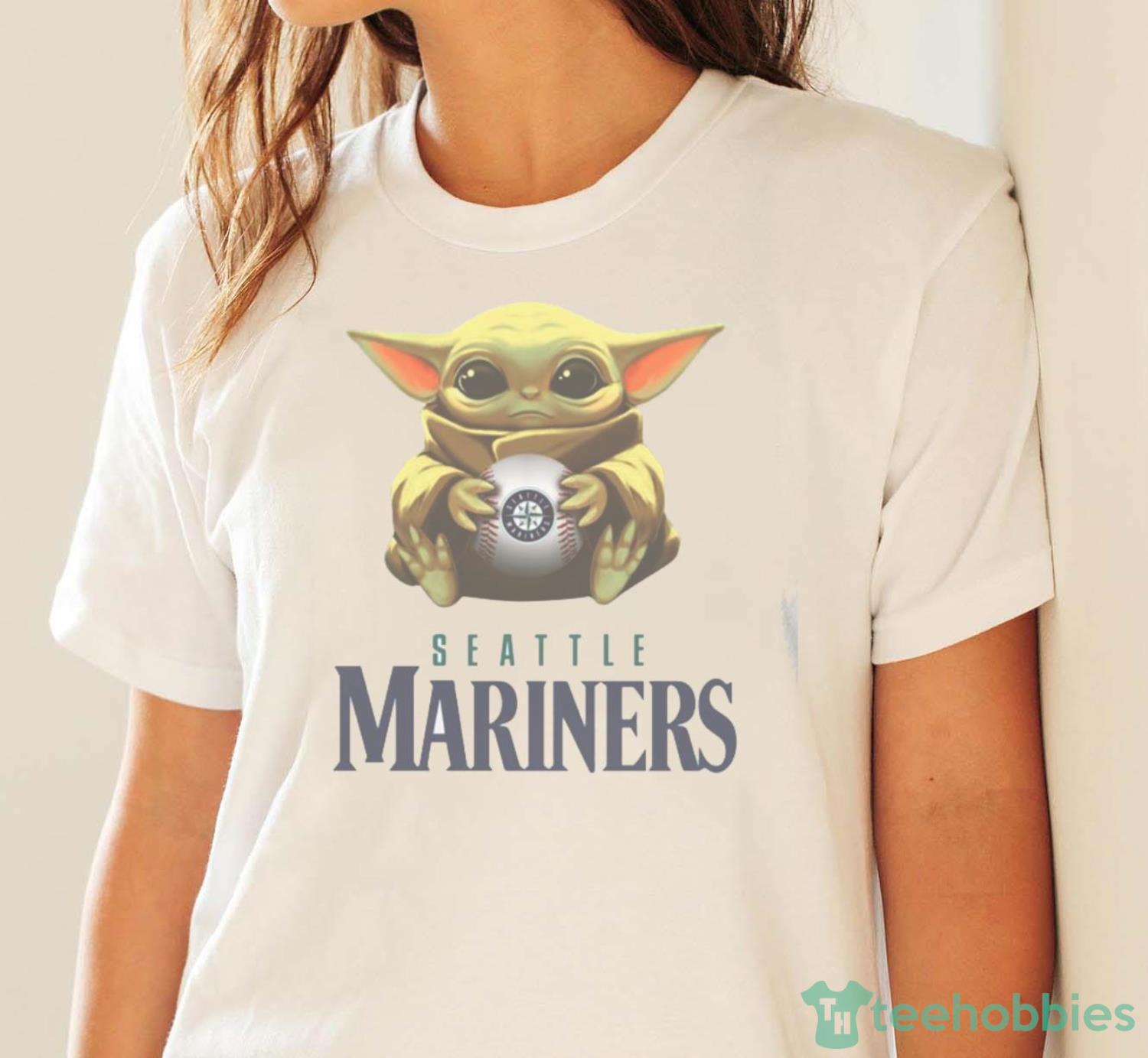 MLB Baseball Seattle Mariners Star Wars Baby Yoda Shirt T Shirt - White Ladies T-Shirt