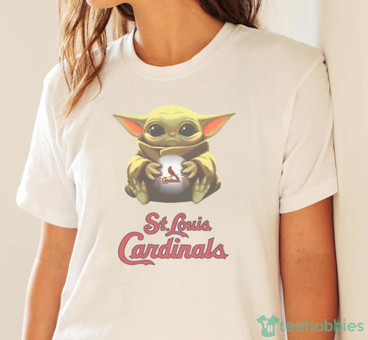 MLB Baseball St.Louis Cardinals Star Wars Baby Yoda Shirt T Shirt - White Ladies T-Shirt