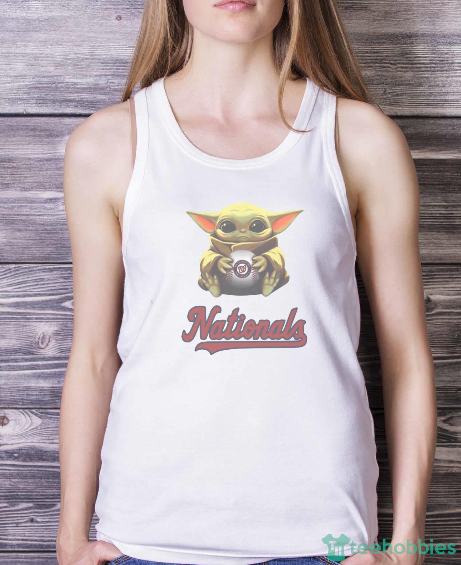 MLB Baseball Washington Nationals Star Wars Baby Yoda Shirt T Shirt - White Ladies Tank Top