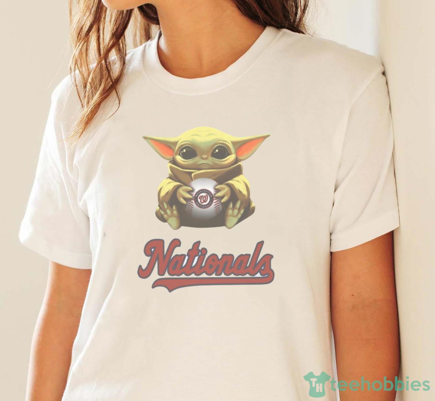 MLB Baseball Washington Nationals Star Wars Baby Yoda Shirt T Shirt - White Ladies T-Shirt