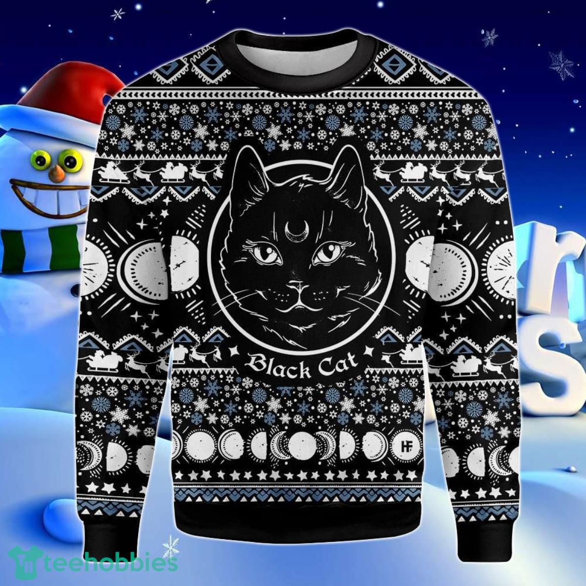 Moon Phase Cute Cat Christmas Wicca Ugly Christmas Sweater Special Gift For Men And Women Product Photo 1