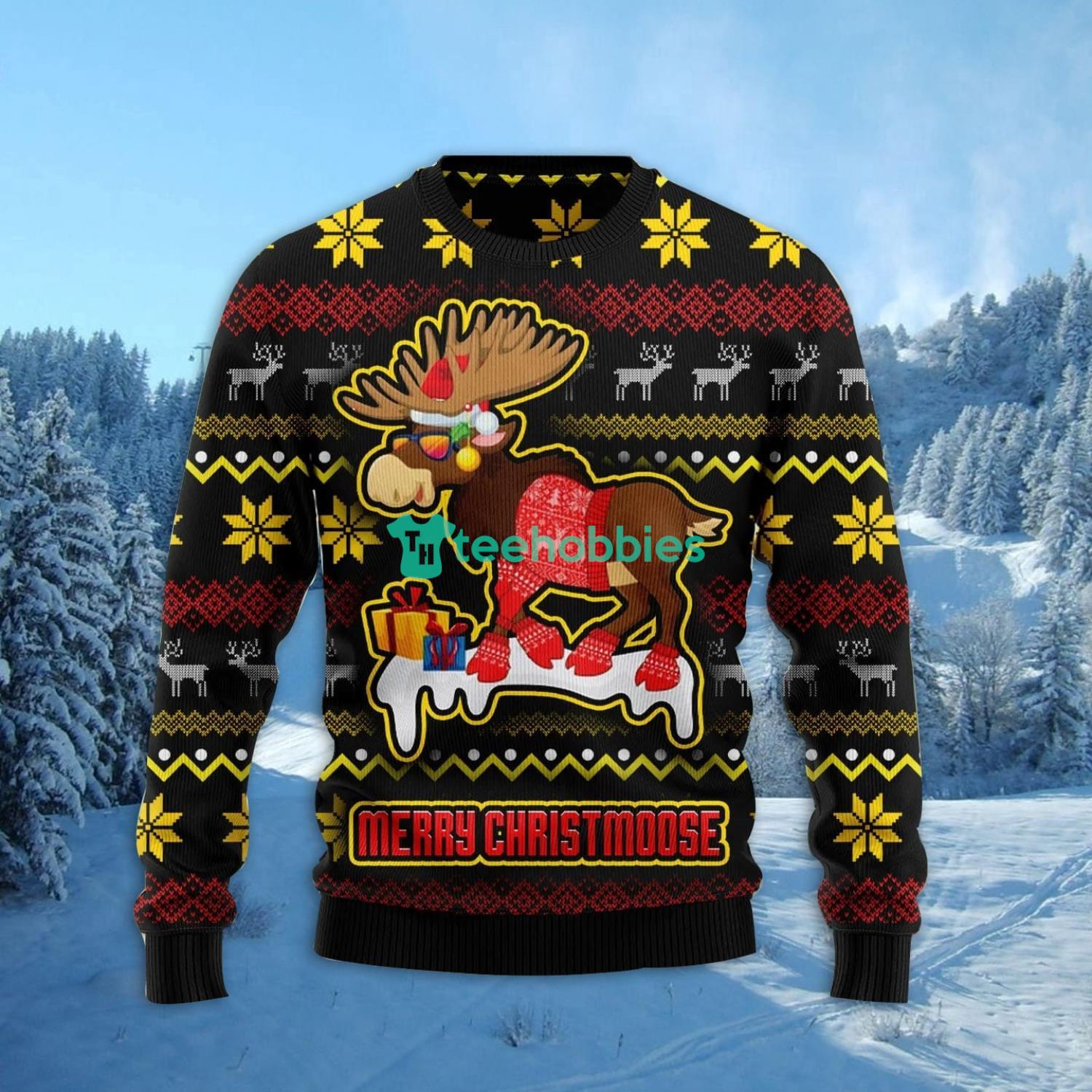 Moose Ugly Christmas Sweater Family Noel Gift image Moose Ugly Christmas Sweater Family Noel Gift Product Photo 2