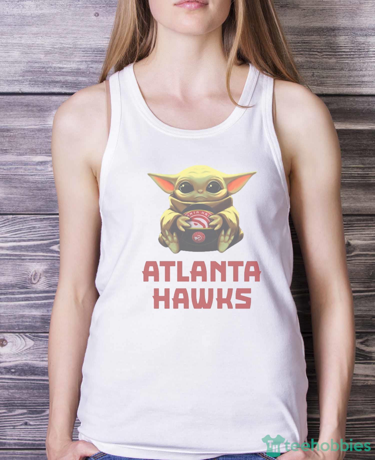 NBA Basketball Atlanta Hawks Star Wars Baby Yoda Shirt T Shirt - White Ladies Tank Top