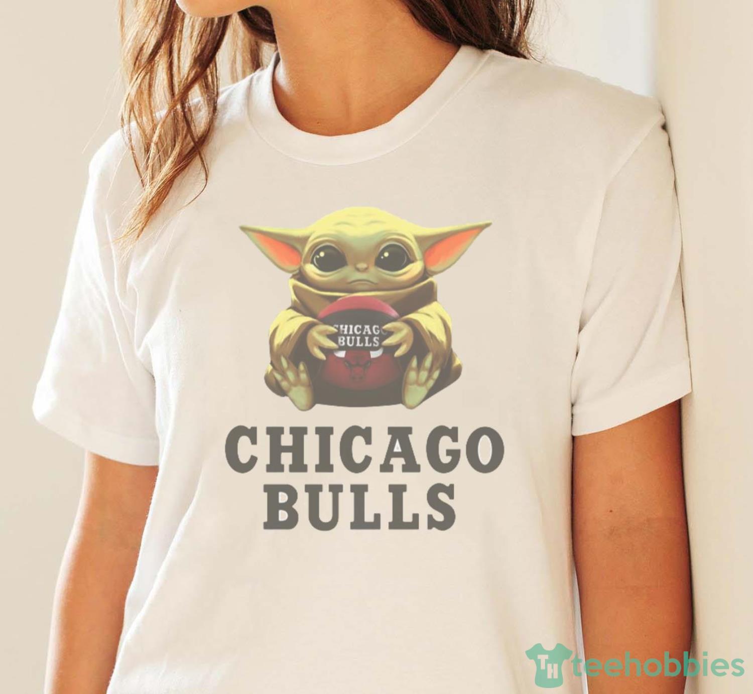 NBA Basketball Chicago Bulls Star Wars Baby Yoda Shirt T Shirt - White Ladies T-Shirt