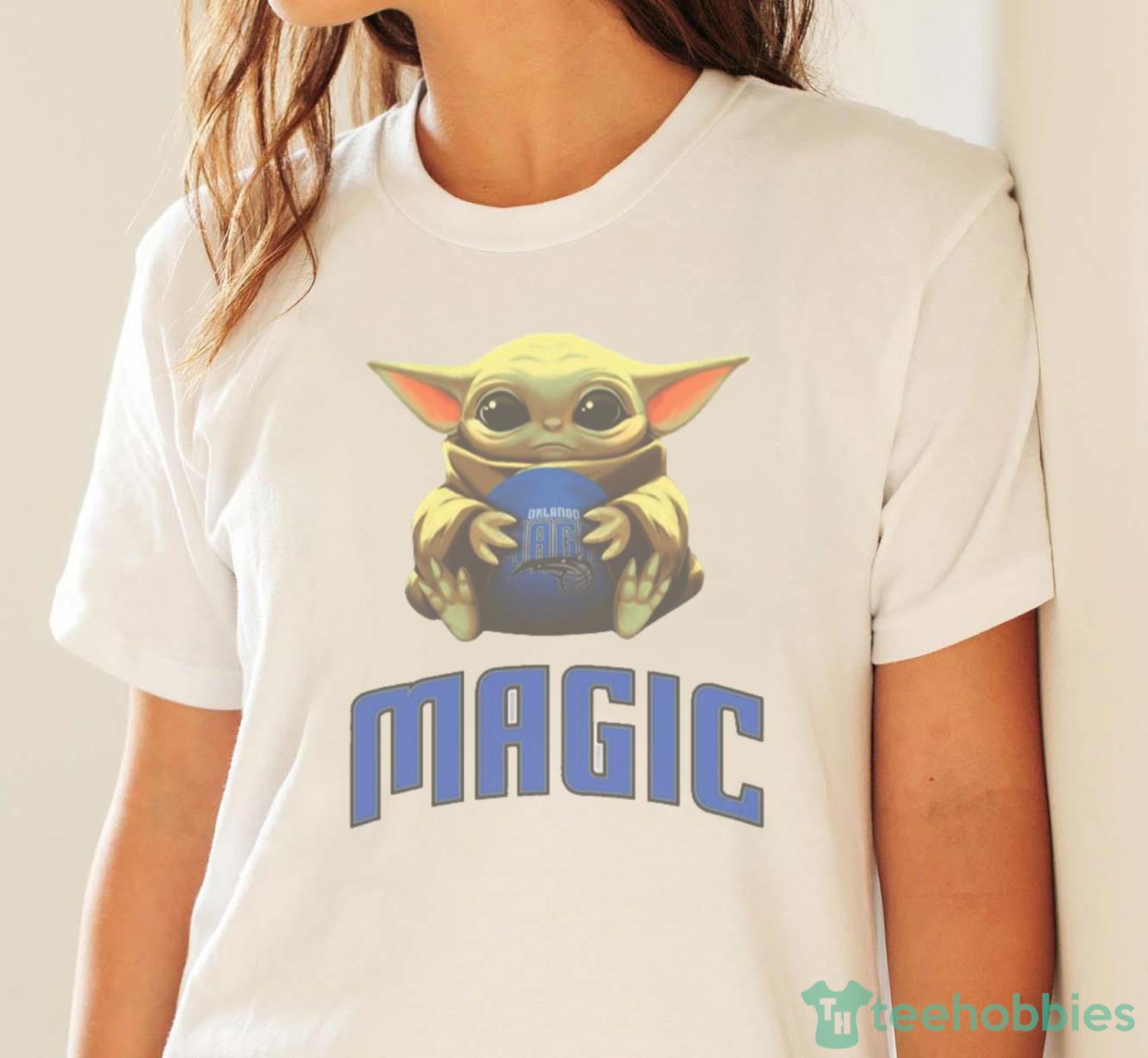 NBA Basketball Orlando Magic Star Wars Baby Yoda Shirt T Shirt - White Ladies T-Shirt