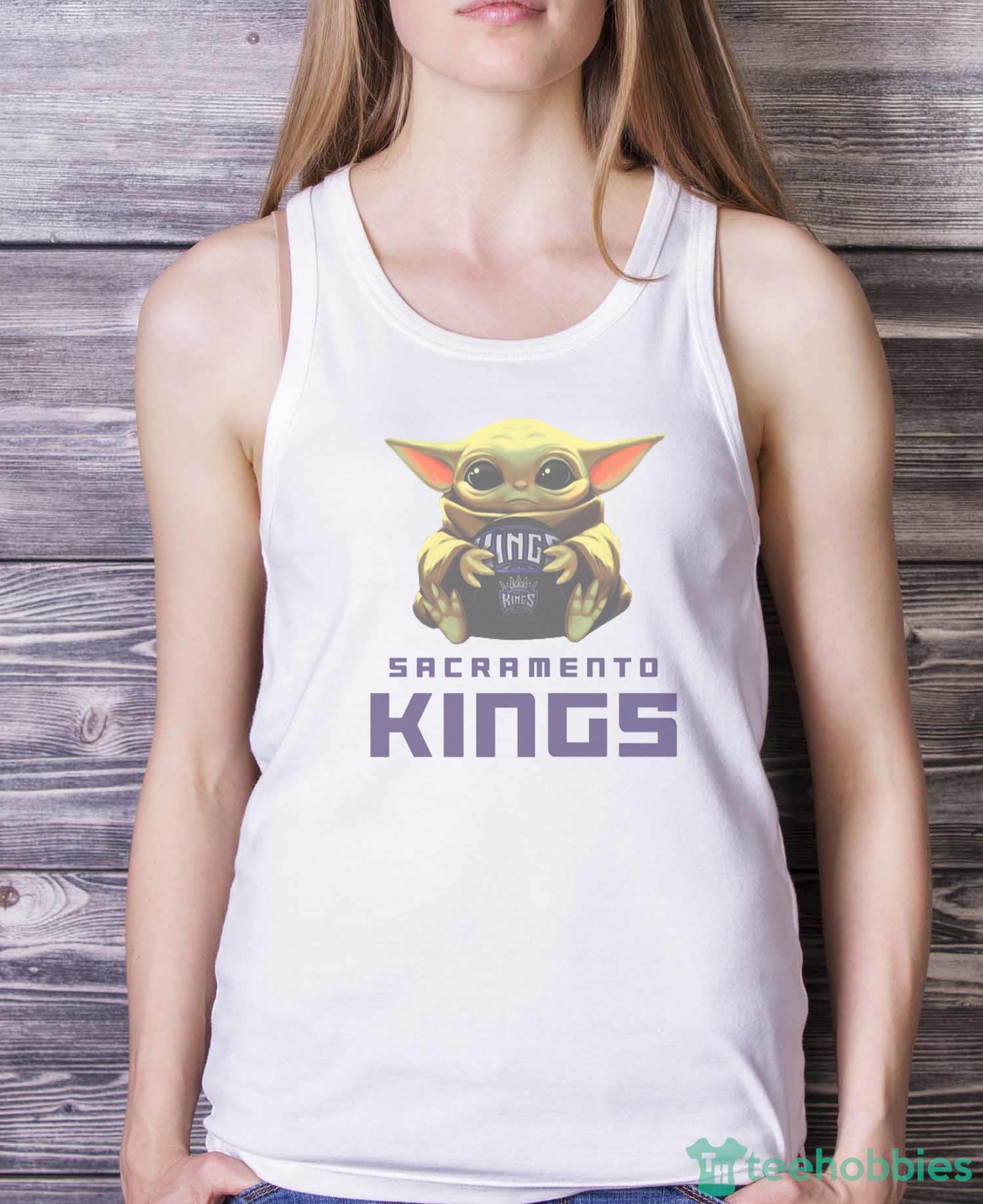 NBA Basketball Sacramento Kings Star Wars Baby Yoda Shirt T Shirt - White Ladies Tank Top