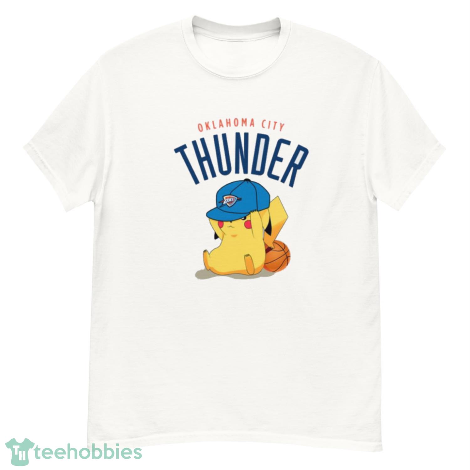 NBA Pikachu Basketball Sports Oklahoma City Thunder T Shirt Product Photo 1