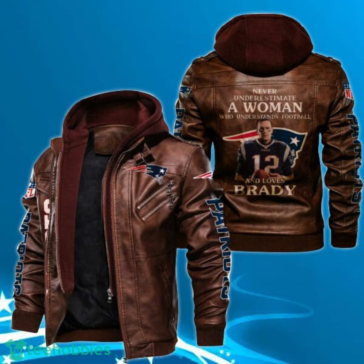New England Patriots Leather Jacket Custom Logo 3D Product Photo 1