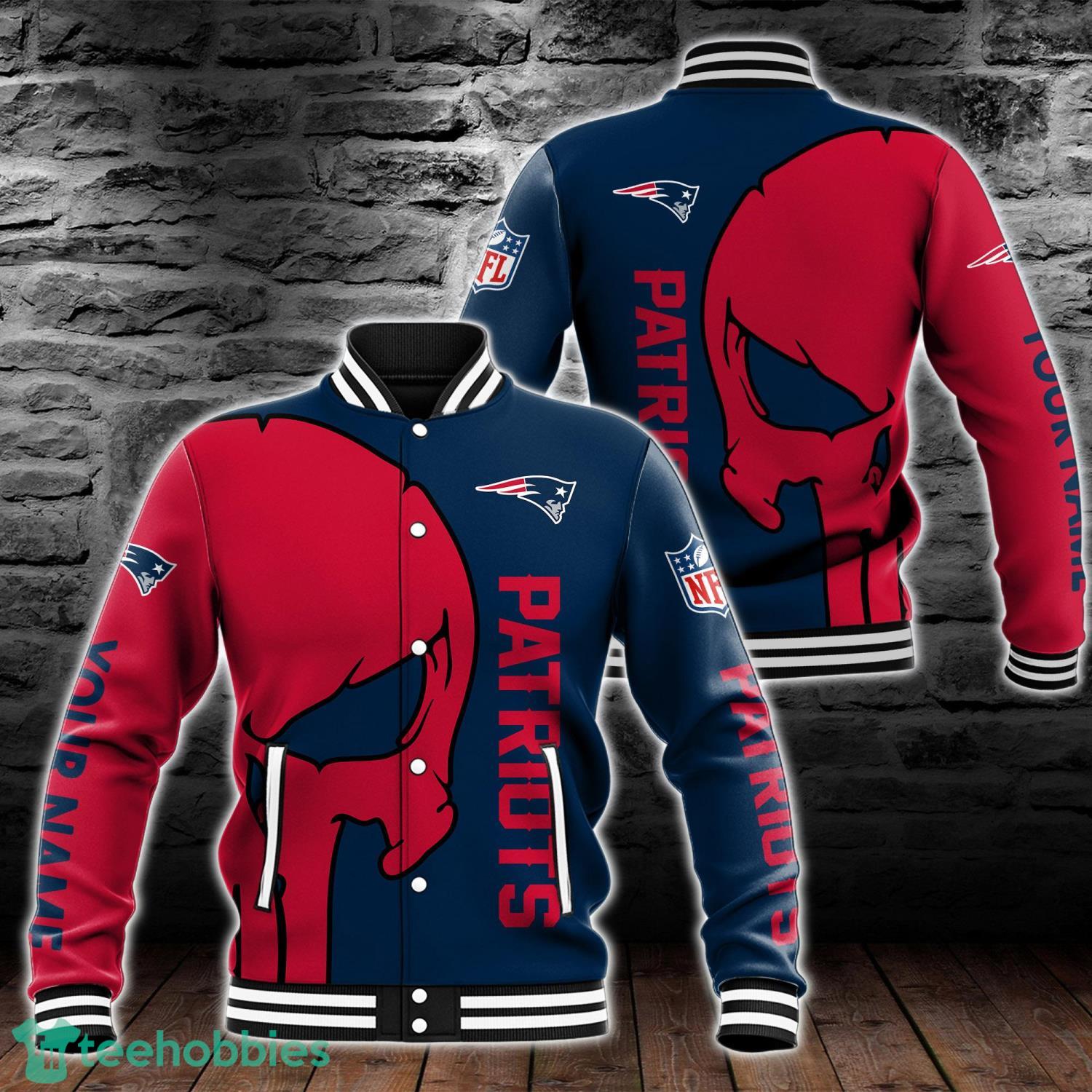 New England Patriots Skull Baseball Jacket For Fans 3D All Over Printed Product Photo 1