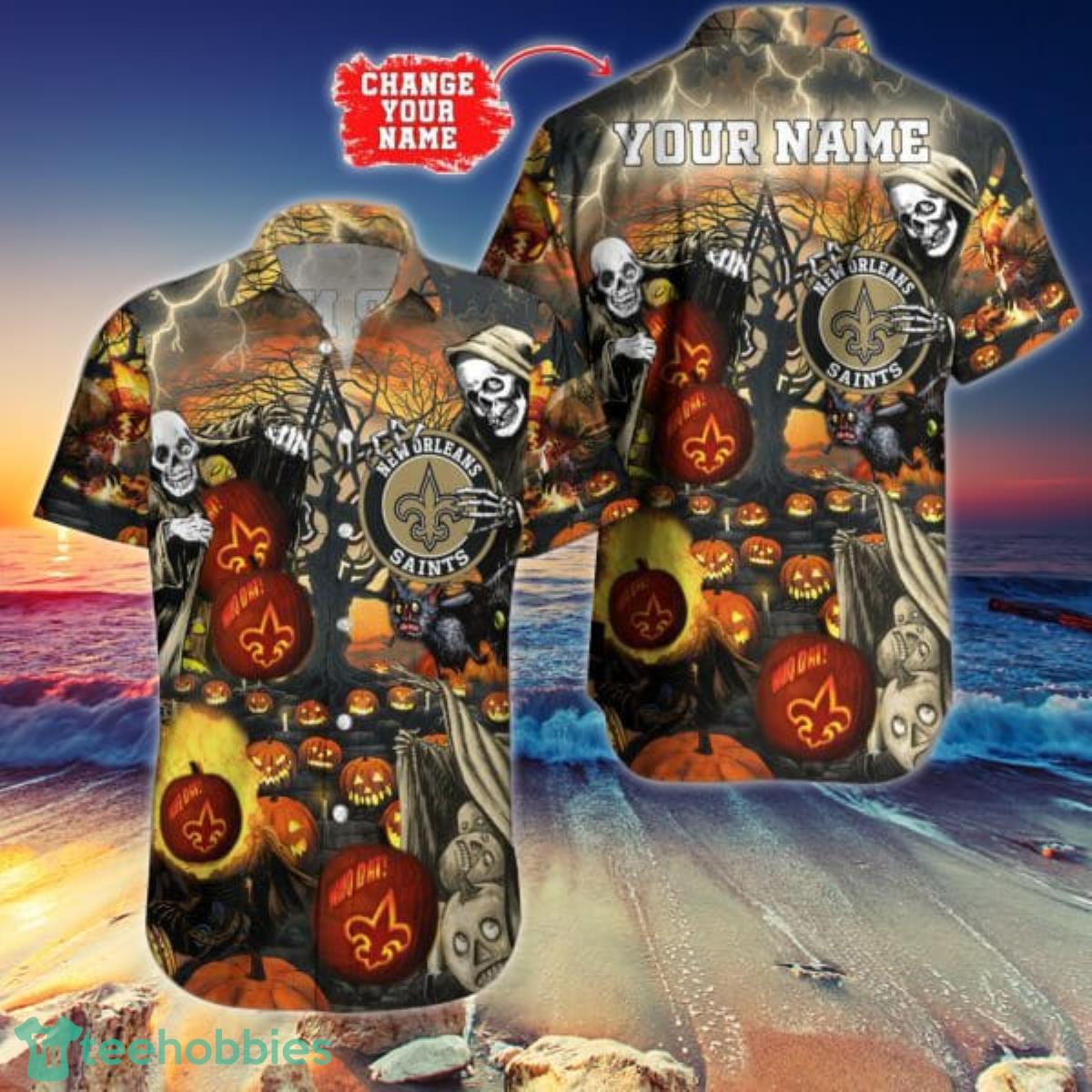 New Orleans Saints NFL Hawaiian Shirt Custom Name Halloween Hot Trending 2023 Product Photo 1