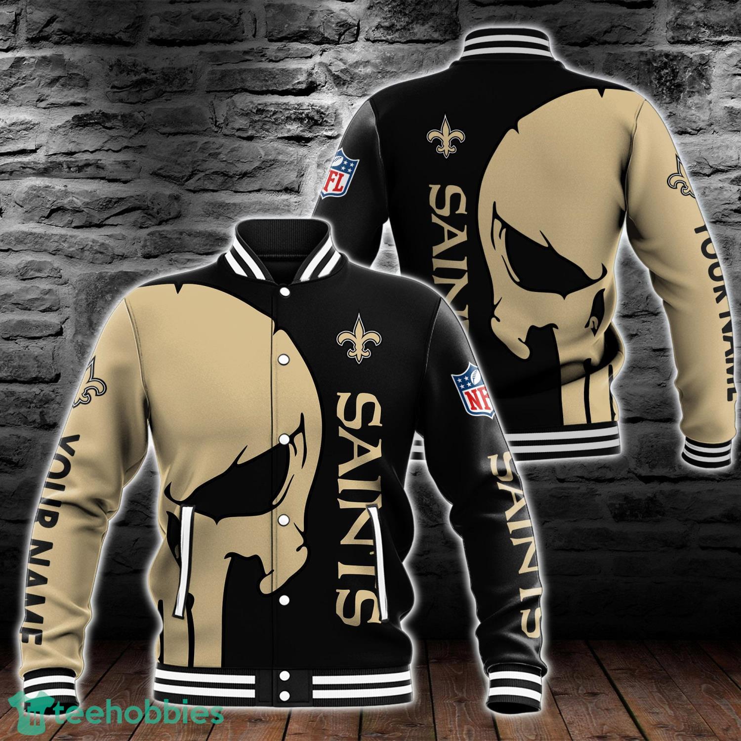 New Orleans Saints Skull Baseball Jacket For Fans 3D All Over Printed Product Photo 1