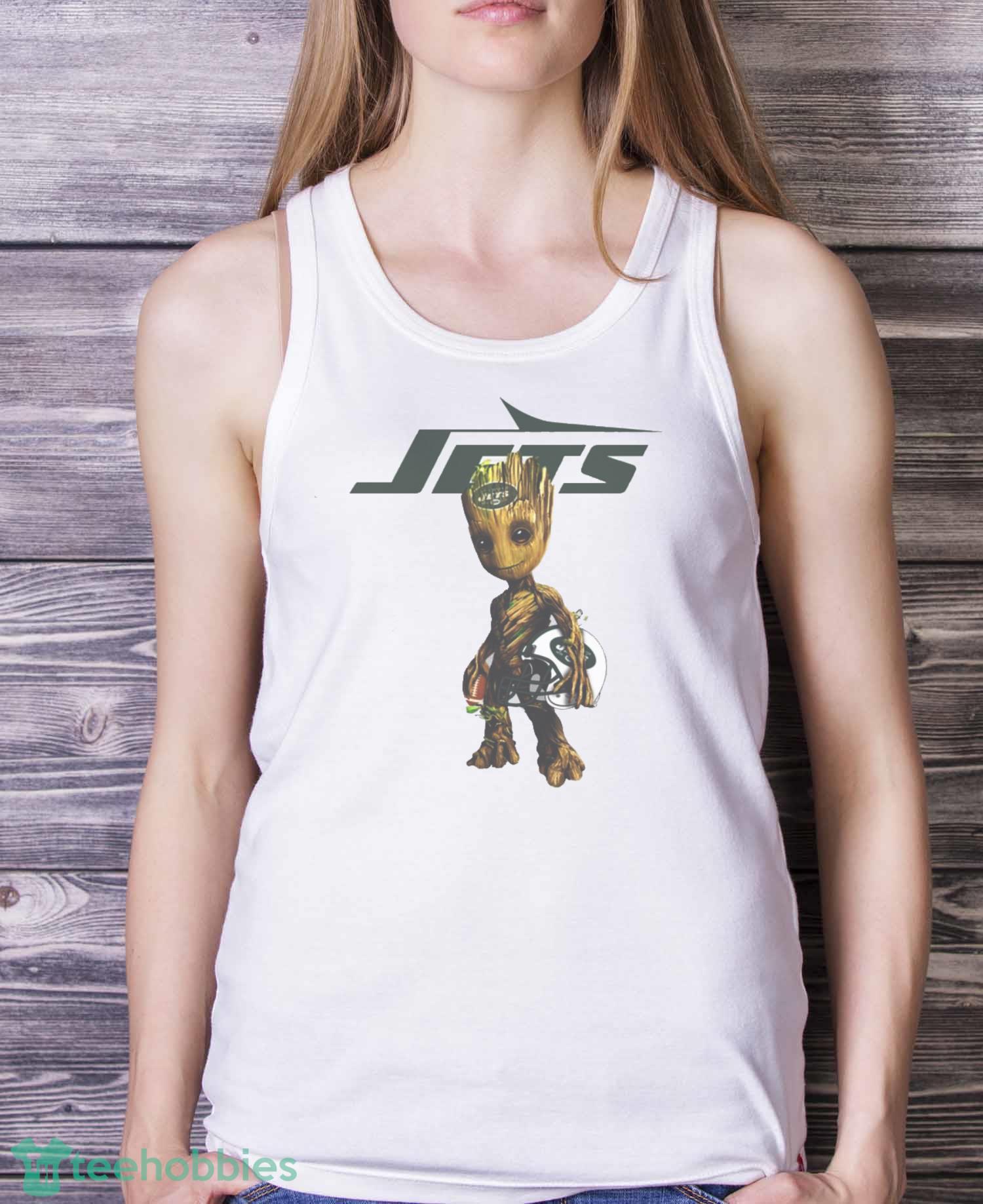 New York Jets NFL Football Groot Marvel Guardians Of The Galaxy T Shirt - White Ladies Tank Top