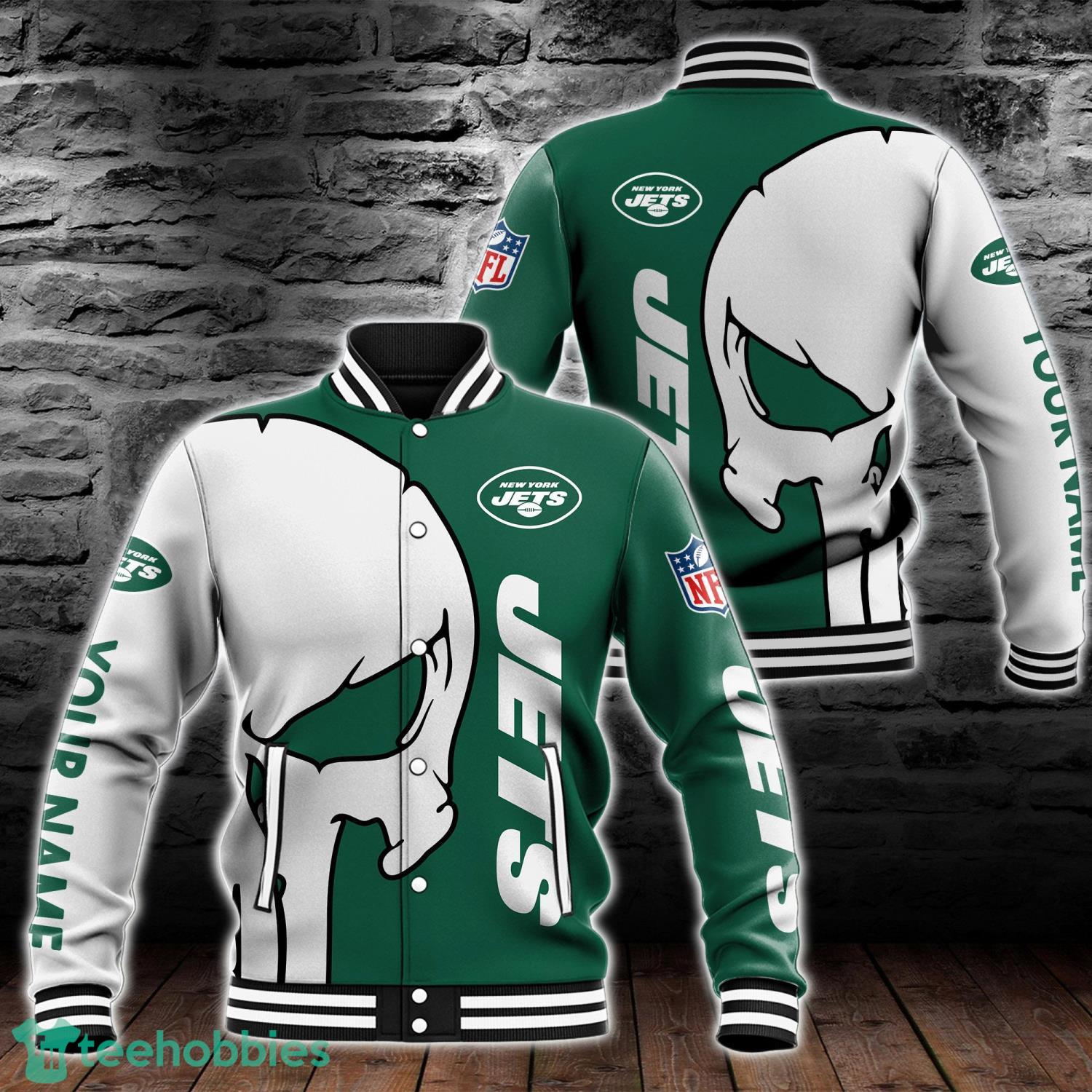 New York Jets Skull Baseball Jacket For Fans 3D All Over Printed Product Photo 1
