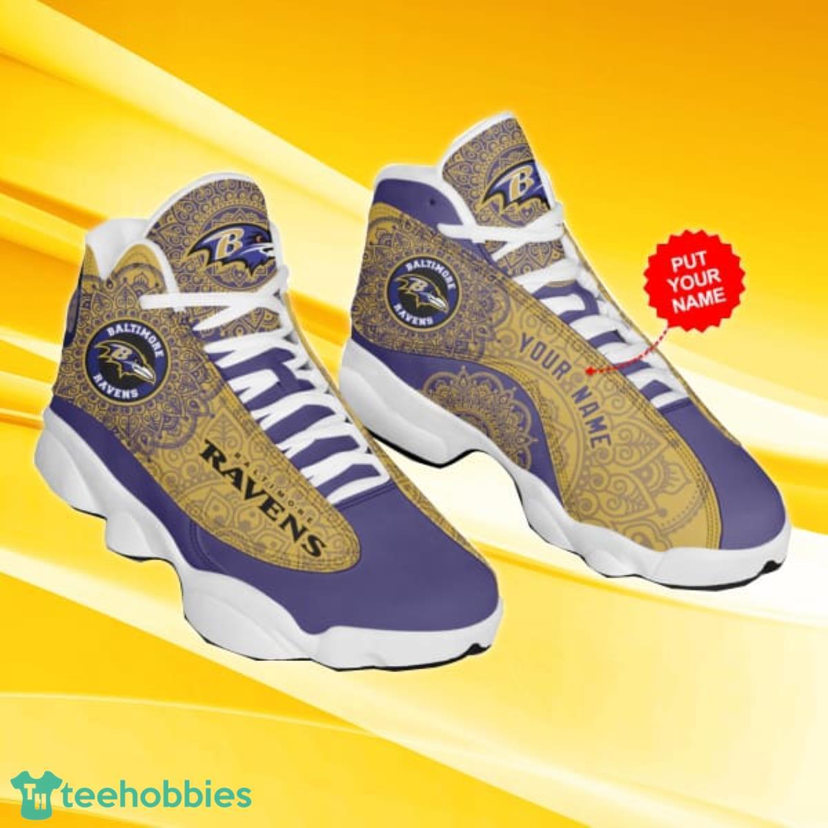 NFL Baltimore Ravens Air Jordan 13 Shoes Best Gift Custom Name Product Photo 1