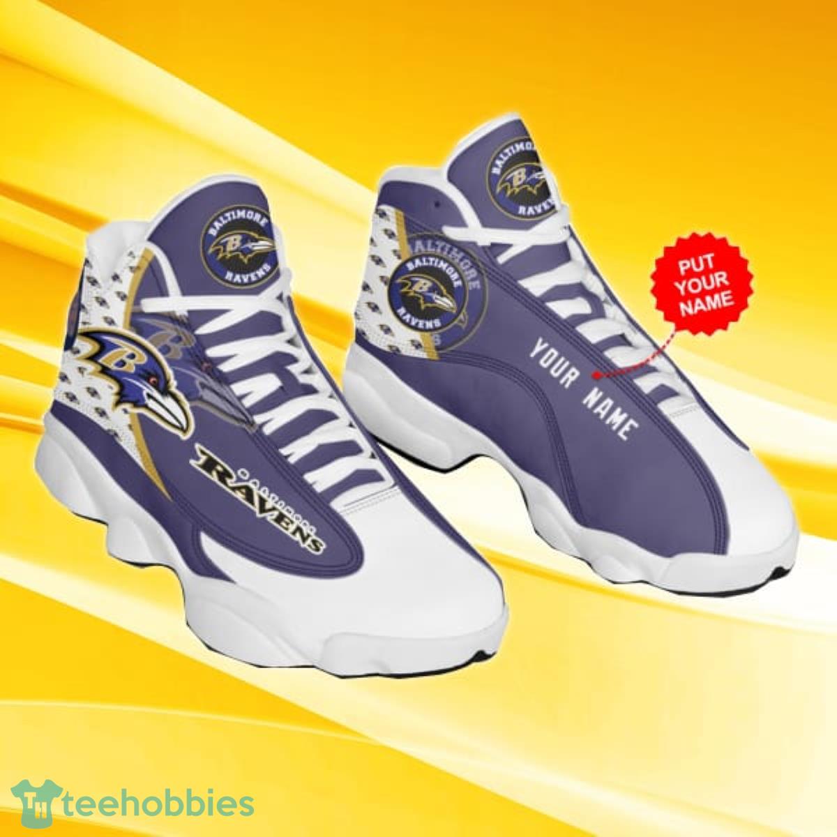 NFL Baltimore Ravens Gift For Fan For Lover Air Jordan 13 Shoes Custom Name Product Photo 1